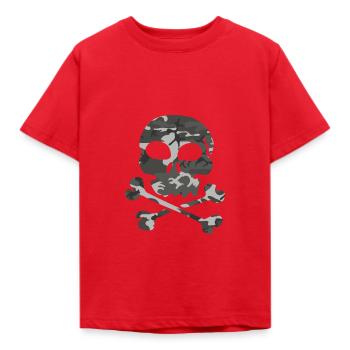 Skull in camouflage pattern - Kids' T-Shirt - red - Front - AI Model Kid Male (0cm)