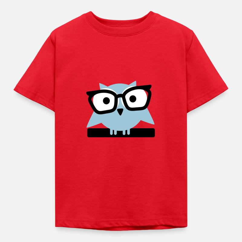 Eule mit Brille - Kinder T-Shirt - Rot