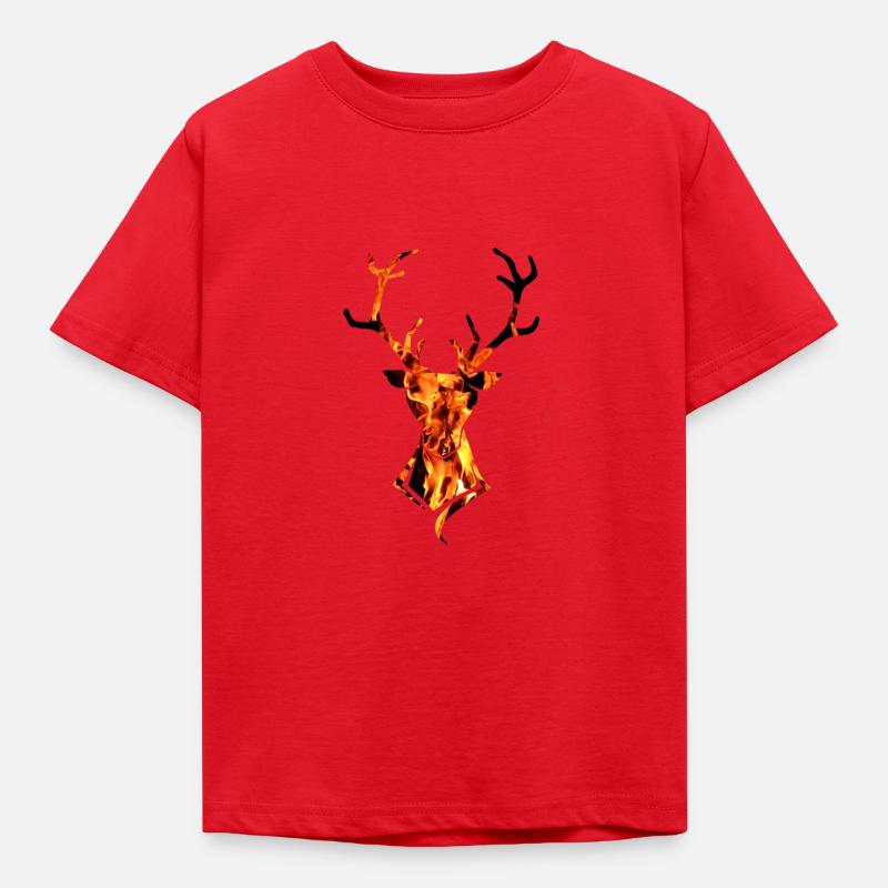 Deer fire flame - Kids' T-Shirt - red