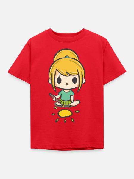 Kleines Mädchen malt - Kinder T-Shirt - Rot