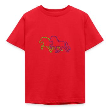 Tölt_Rennpass - Kinder T-Shirt - Rot - Vorne - AI Model Kid Male (0cm)
