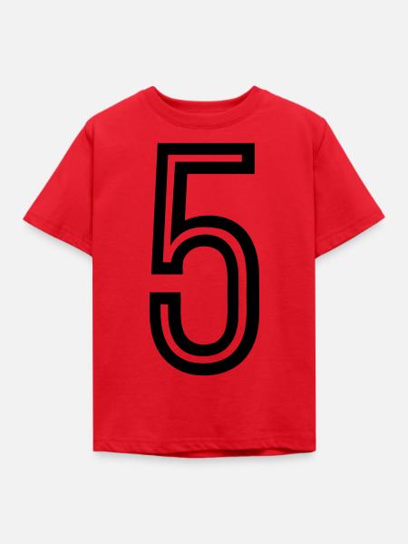 Rückennummer 5 - Kinder T-Shirt - Rot
