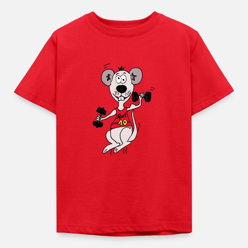 souris avec les poids - T-shirt Enfant - rouge
