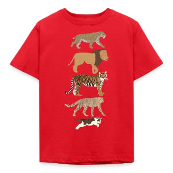 Evolution Chat Lion Guépard Vertical multicolore - T-shirt Enfant - rouge - Devant - AI Model Kid Male (0cm)