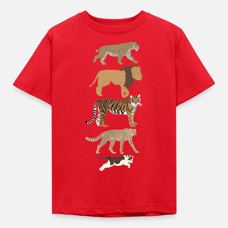 Evolution Cat Lion Cheetah Vertical multicolored - Kids' T-Shirt - red