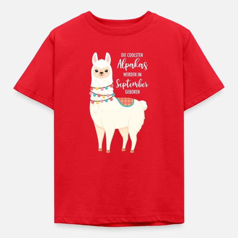 Die Coolsten Alpakas Werden Im September Geboren - Kinder T-Shirt - Rot