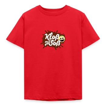 Kloß mit Soß Logo - Kinder T-Shirt - Rot - Vorne - AI Model Kid Male (0cm)
