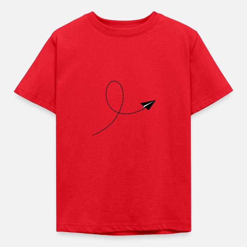 Papierflieger mit Flugbahn - Kinder T-Shirt - Rot