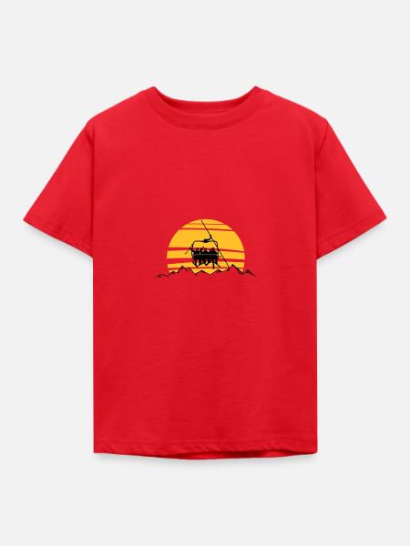 Winter - Skifahrer Sessellift - Kinder T-Shirt - Rot