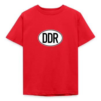 DDR license plate (two-colored) - Kids' T-Shirt - red - Front - AI Model Kid Male (0cm)
