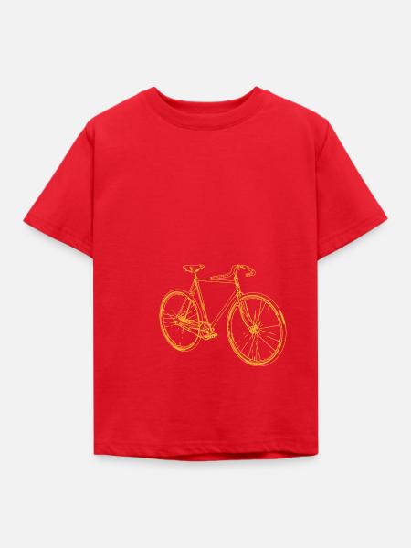 Vintage Fahrrad Linienkunst Orange - Kinder T-Shirt - Rot
