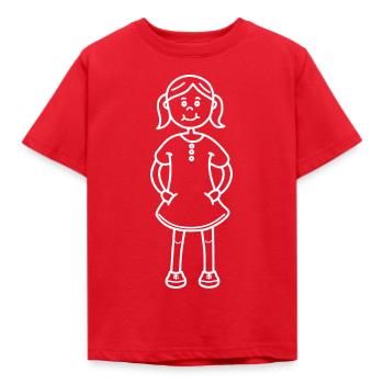 Girl as a white contour drawing - Kids' T-Shirt - red - Front - AI Model Kid Male (0cm)