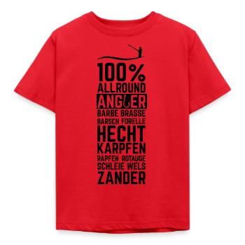 LetzterWurf 100 Prozent Allround Angler Angeln - Kinder T-Shirt - Rot - Vorne - AI Model Kid Male (0cm)