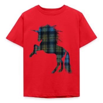 Tartan T-shirt for the proud Scottish unicorn - Kids' T-Shirt - red - Front - AI Model Kid Male (0cm)