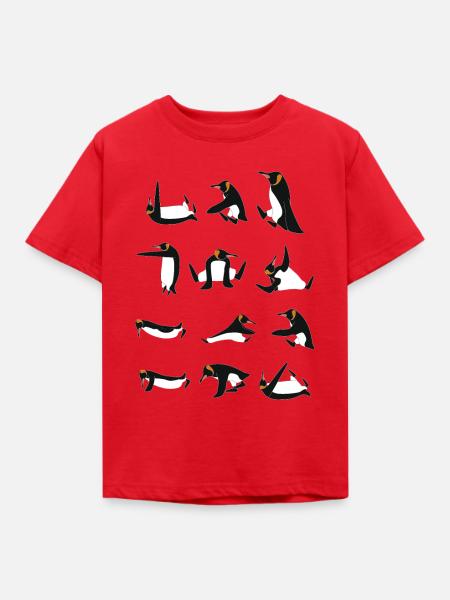 Penguins doing Yoga - Kinder T-Shirt - Rot