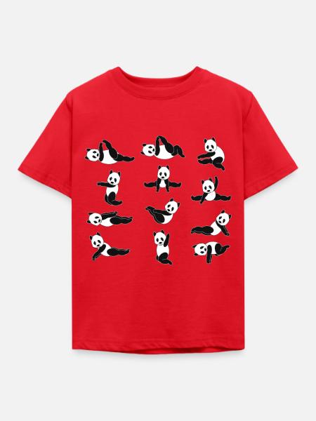 Pandas doing Yoga - Kinder T-Shirt - Rot