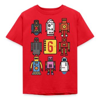 Retro Robot 6th Birthday - Kids' T-Shirt - red - Front - AI Model Kid Male (0cm)
