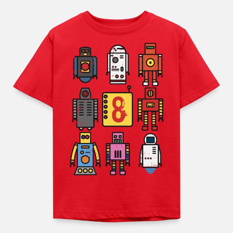 Retro Roboter 8. Geburtstag - Kinder T-Shirt - Rot