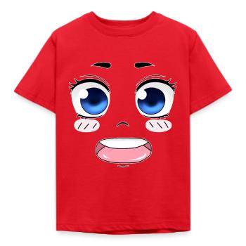 smiley Funny Chibi Gesicht Kulleraugen Manga - Kinder T-Shirt - Rot - Vorne - AI Model Kid Male (0cm)