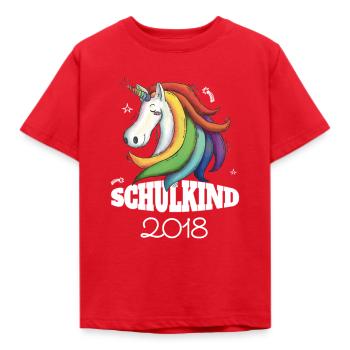 Schulkind 2018 Einhorn - für Schulanfang - Kinder T-Shirt - Rot - Vorne - AI Model Kid Male (0cm)