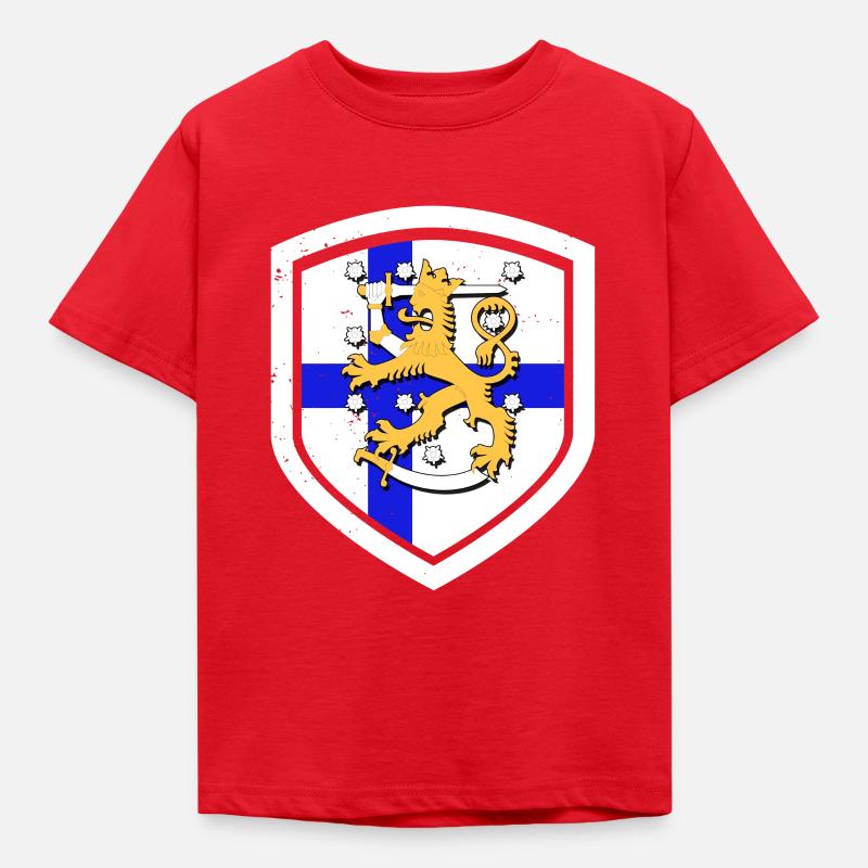 Finnland Emblem Wappen Geschenkidee - Kinder T-Shirt - Rot