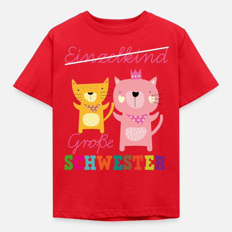 Einzelkind grosse große Schwester Geschenk Geburt - Kinder T-Shirt - Rot