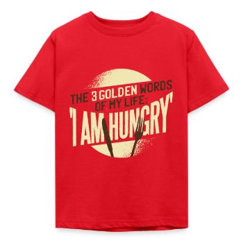 3 Wörter - Ich habe Hunger - Kinder T-Shirt - Rot - Vorne - AI Model Kid Male (0cm)