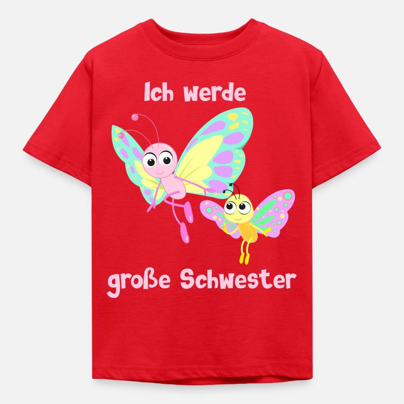 Ich werde große Schwester - Schmetterling - Kinder T-Shirt - Rot
