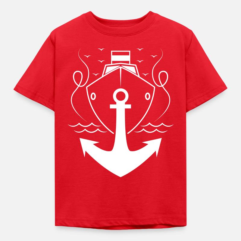 Anker mit Schiff - Kinder T-Shirt - Rot