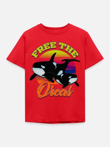 Free the orcas - Kinder T-Shirt - Rot