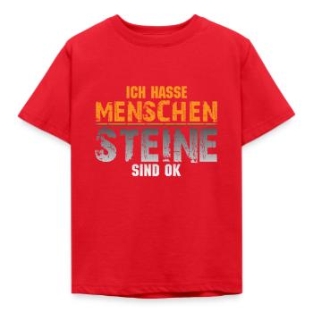 Ich hasse Menschen- Steine sind OK - Kinder T-Shirt - Rot - Vorne - AI Model Kid Male (0cm)
