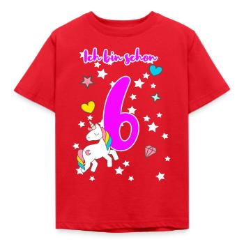 6. Geburtstag Geschenk 6 Jahre alt Mädchen - Kinder T-Shirt - Rot - Vorne - AI Model Kid Male (0cm)