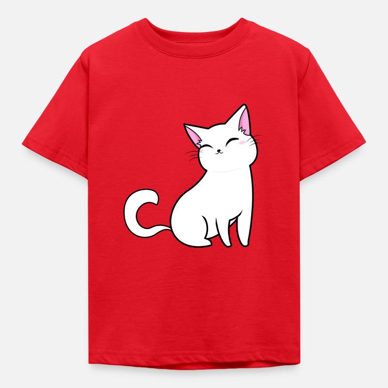 Chat heureux - T-shirt Enfant - rouge