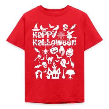 Halloween Halloween Halloween Halloween Halloween - Kinder T-Shirt - Rot - Vorne - AI Model Kid Male (0cm)