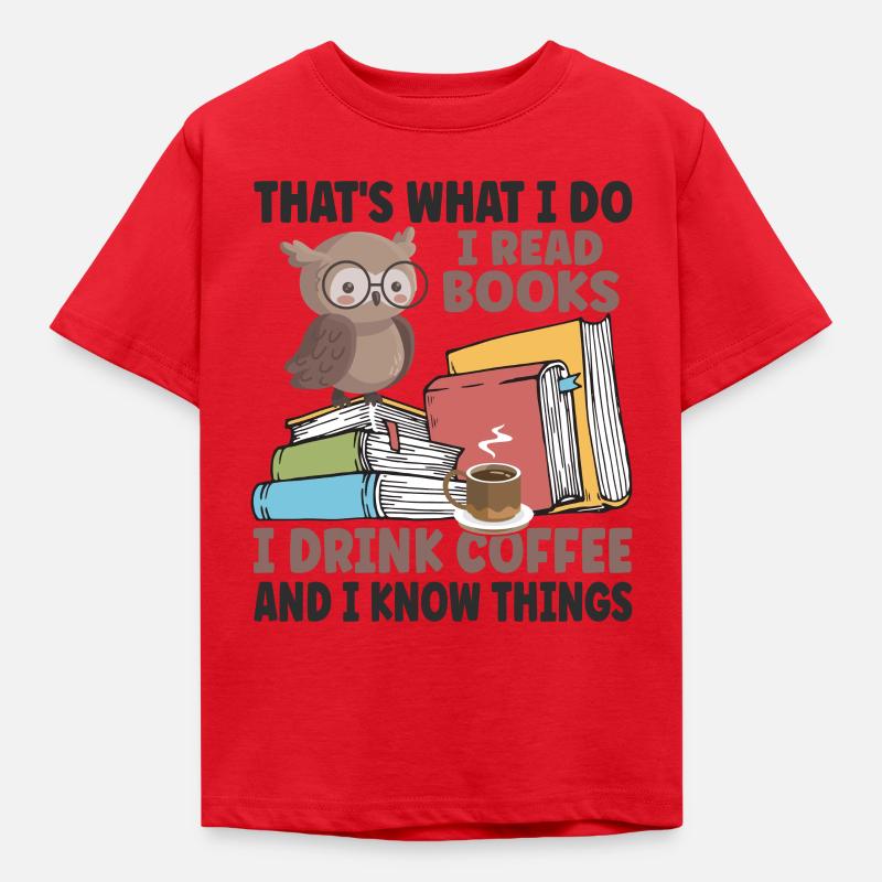 Jeg læser bøger - Børne-T-shirt - rød