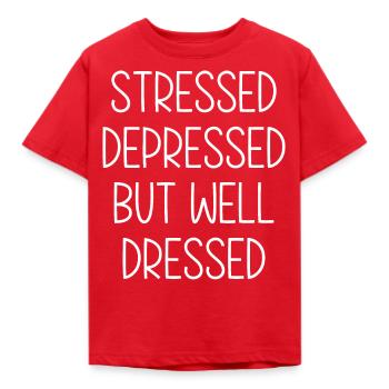 Stressé, déprimé, mais bien habillé - T-shirt Enfant - rouge - Devant - AI Model Kid Male (0cm)