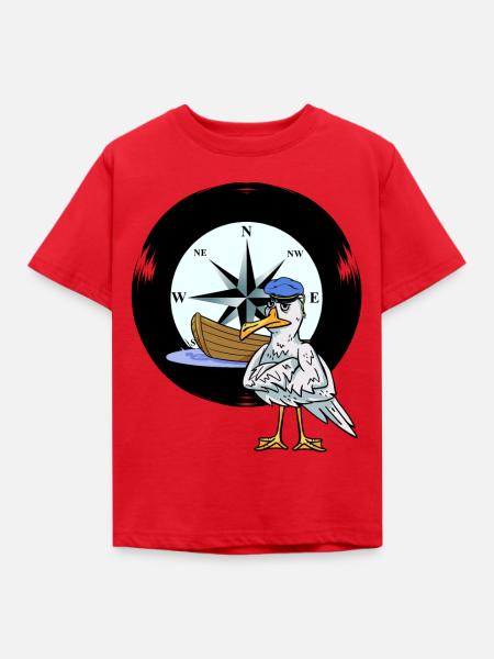 Maritim Möwe Kompass - Kinder T-Shirt - Rot