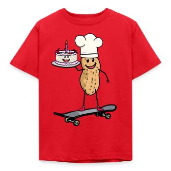 Erdnuss Geburtstag Torte Skater Grüße Bäcker - Kinder T-Shirt - Rot - Vorne - AI Model Kid Male (0cm)