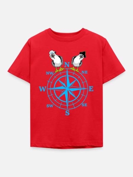 maritim Kompass Möwen Möwe - Kinder T-Shirt - Rot