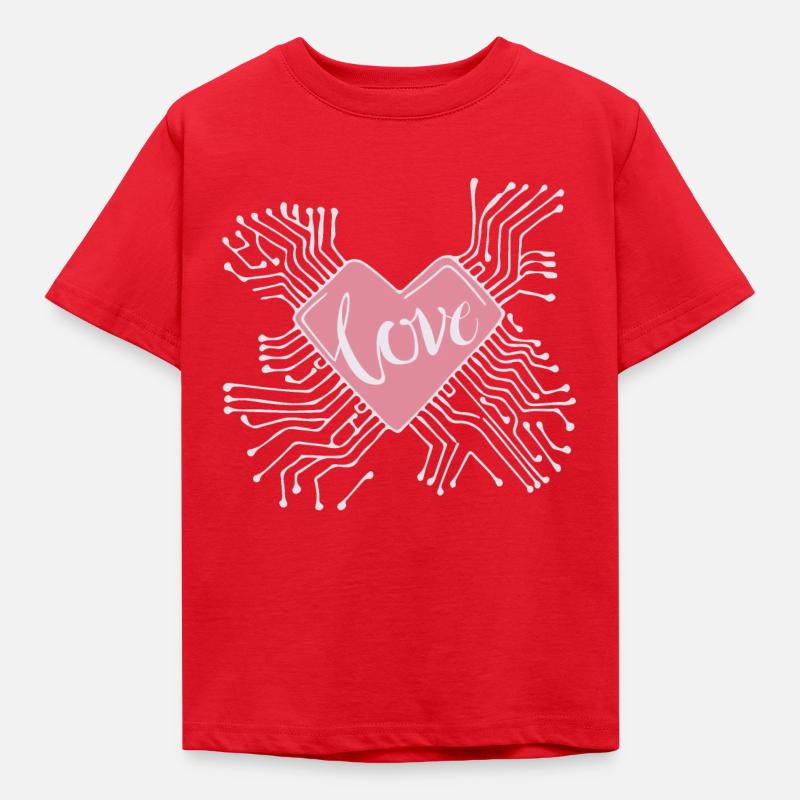 Valentinstagsgeschenk Computer Herz - Kinder T-Shirt - Rot