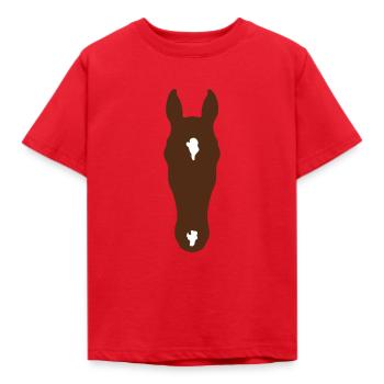 Pferdekopf Brauner braunes Pferd Kopf Muster - Kinder T-Shirt - Rot - Vorne - AI Model Kid Male (0cm)