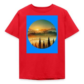 Mountain Forest Silhouette - Kids' T-Shirt - red - Front - AI Model Kid Male (0cm)
