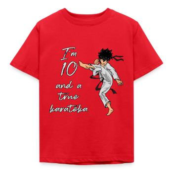 Ich bin 10 - Jungen Karate - Kinder T-Shirt - Rot - Vorne - AI Model Kid Male (0cm)