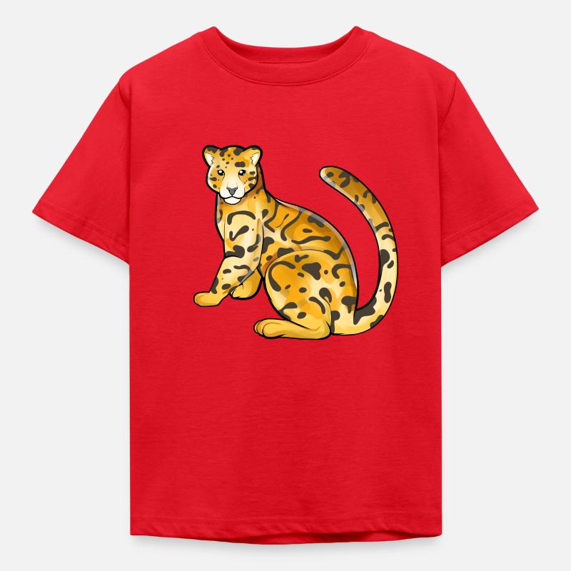 Zeichnung eines Nebelparder - Kinder T-Shirt - Rot