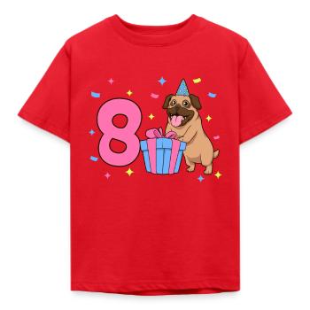 Avec Carlin - Fille Anniversaire 8 Ans - T-shirt Enfant - rouge - Devant - AI Model Kid Male (0cm)