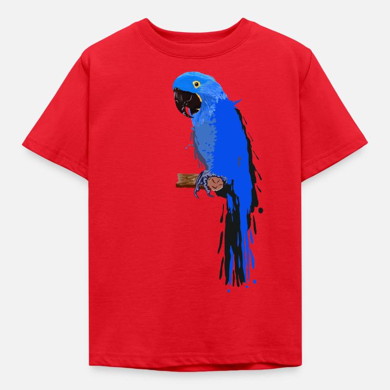 Hyazinth-Ara - Farbklecks - Kinder T-Shirt - Rot