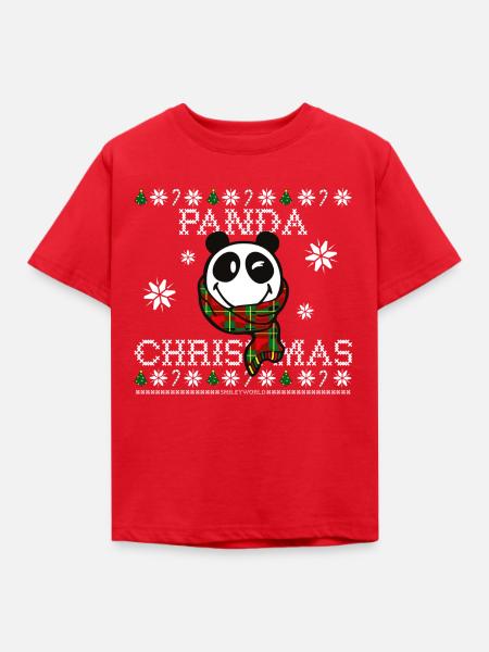 SmileyWorld Panda Christmas - Kinderen T-shirt - rood