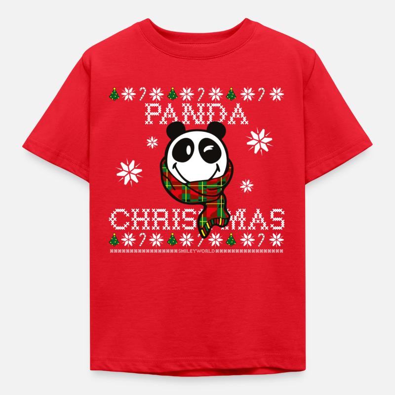 SmileyWorld Panda Christmas - Kids' T-Shirt - red