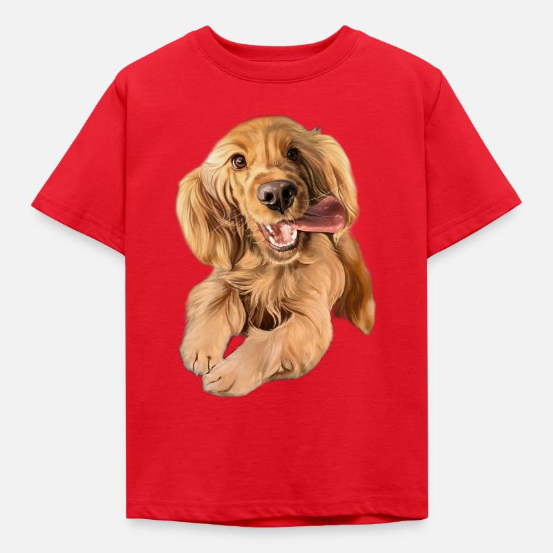 Springender Cocker Spaniel - Kinder T-Shirt - Rot