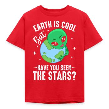 Erde & Aliens - Kinder T-Shirt - Rot - Vorne - AI Model Kid Male (0cm)